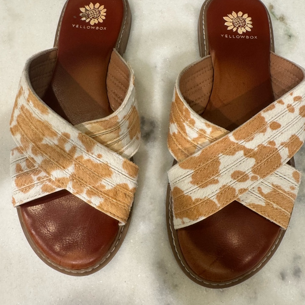 Cow print slides